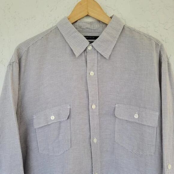 Perry Ellis Long Sleeve Linen Button Down Shirt Tan White Mens Size XL Classic - Picture 2 of 10